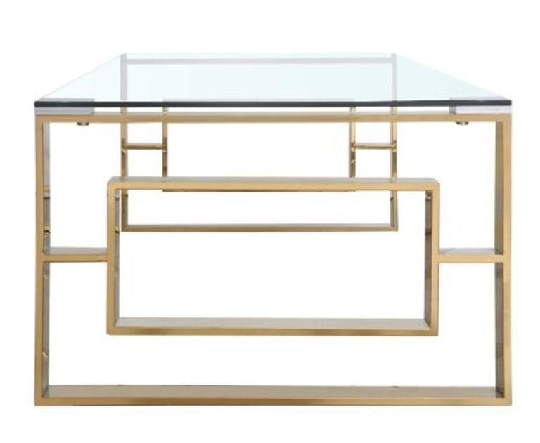 Apex Coffee Table - Clear Glass and Gold