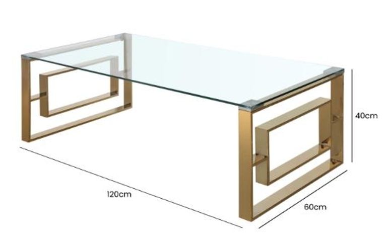Apex Coffee Table - Clear Glass and Gold