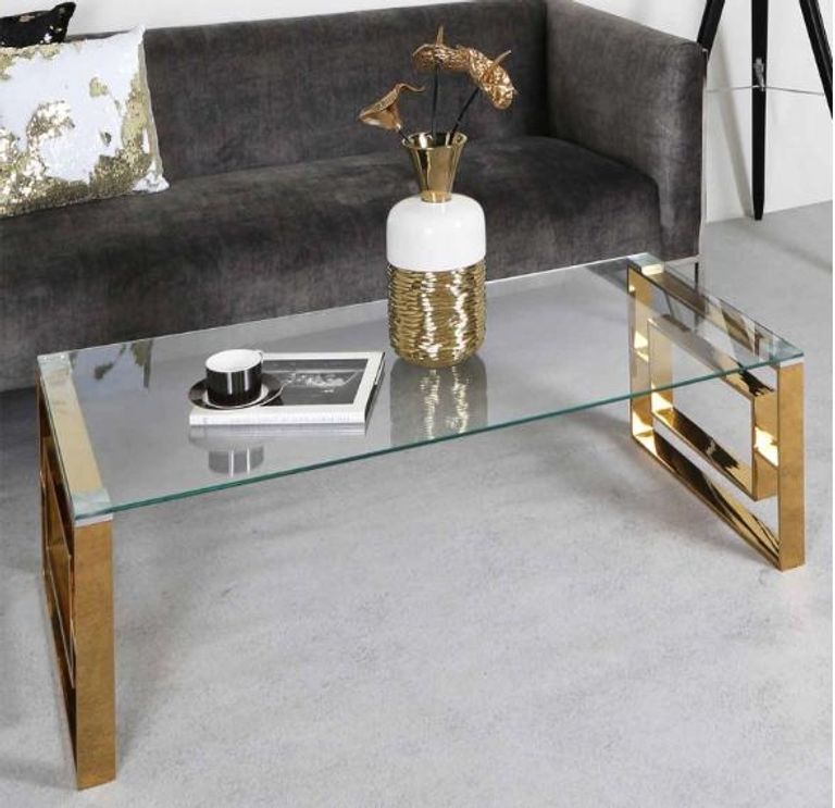 Apex Coffee Table - Clear Glass and Gold