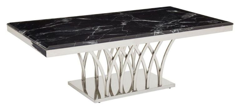 Arenza Coffee Table - Black Marble with Silver Base