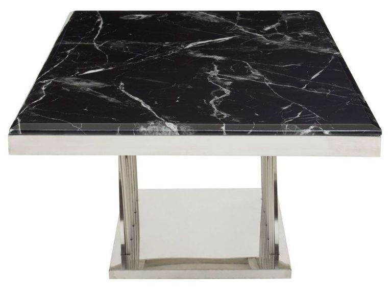 Arenza Coffee Table - Black Marble with Silver Base