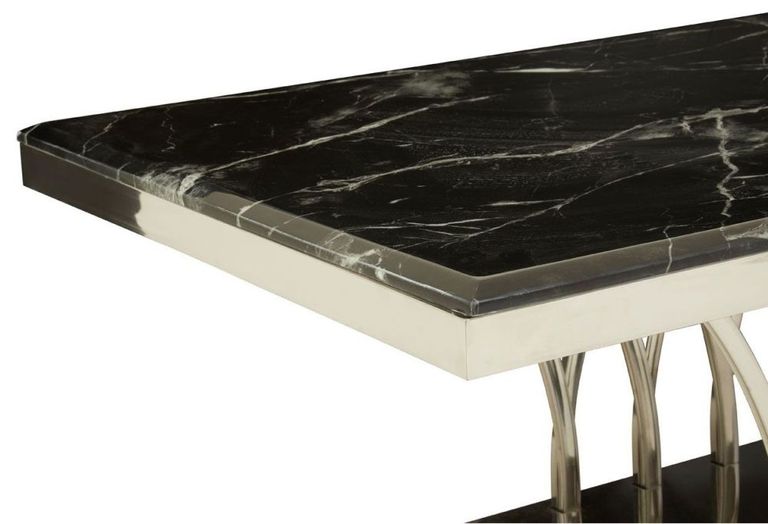 Arenza Coffee Table - Black Marble with Silver Base