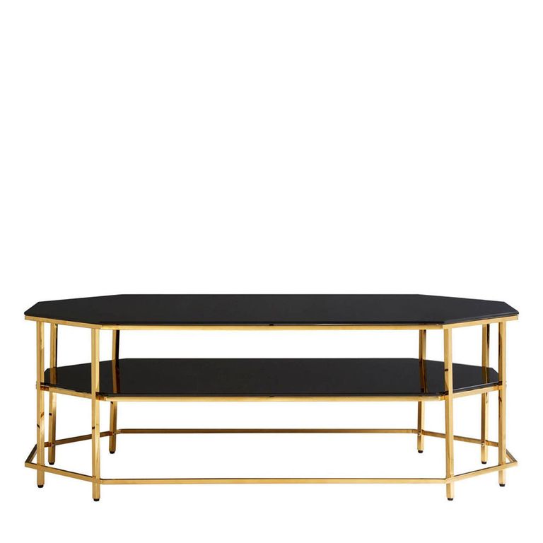 Arezzo Coffee Table - Black Glass and Gold Metal