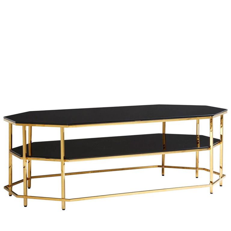 Arezzo Coffee Table - Black Glass and Gold Metal