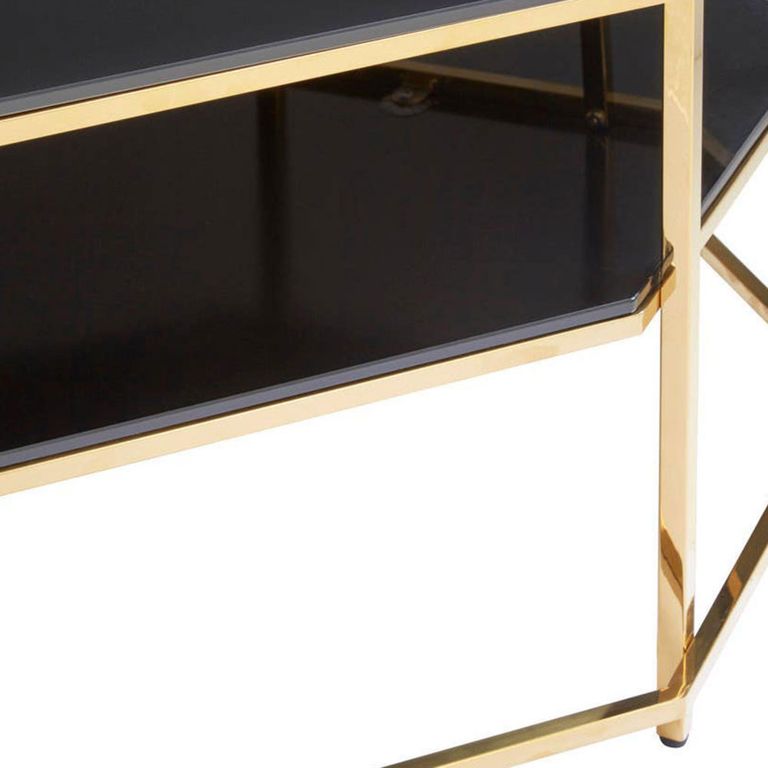 Arezzo Coffee Table - Black Glass and Gold Metal