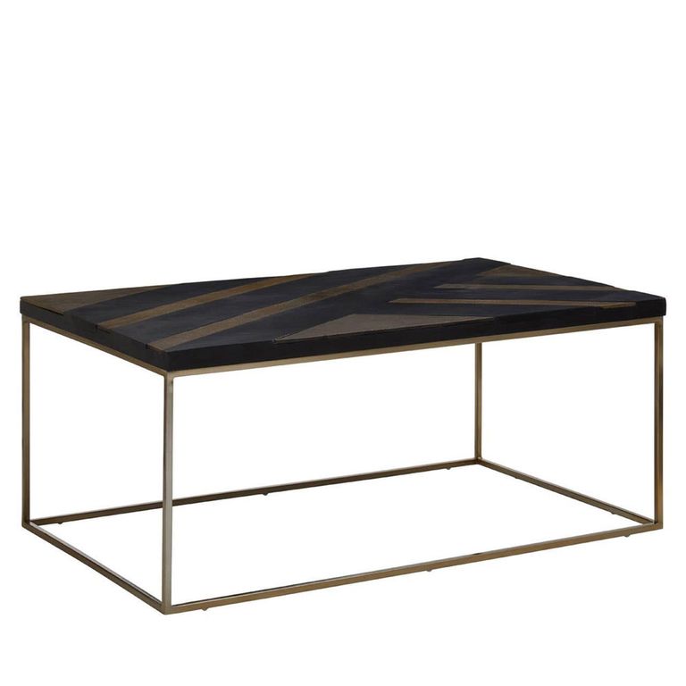 Aris Coffee Table - Black Acacia Wood with Gold Base