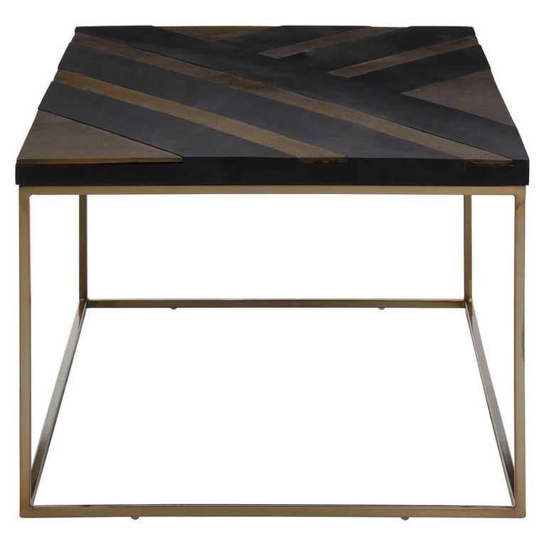 Aris Coffee Table - Black Acacia Wood with Gold Base