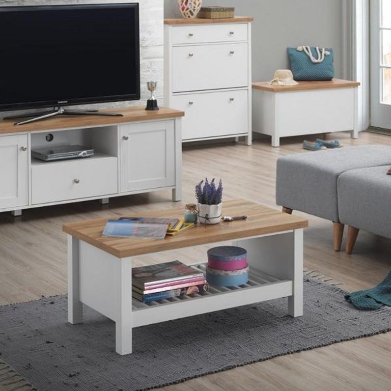 Arthur White Coffee Table with Shelf