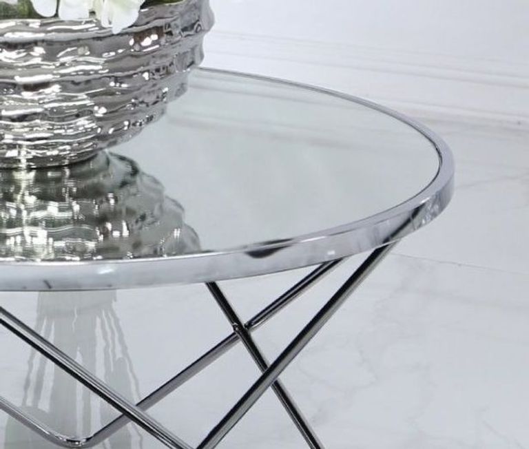 Atom Coffee Table - Round - Mirrored and Chrome