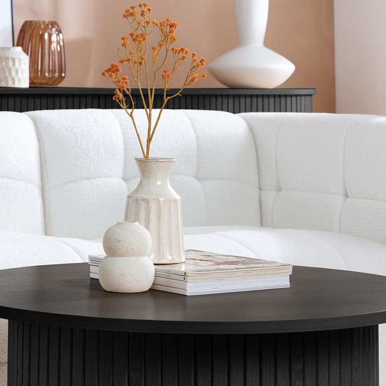 Axel Round Coffee Table - Black Fluted