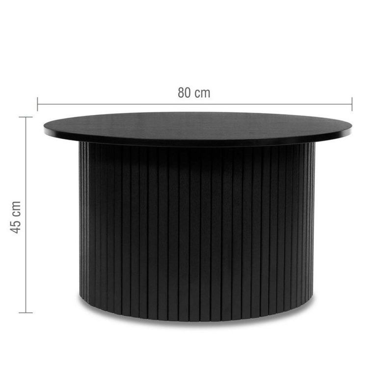 Axel Round Coffee Table - Black Fluted