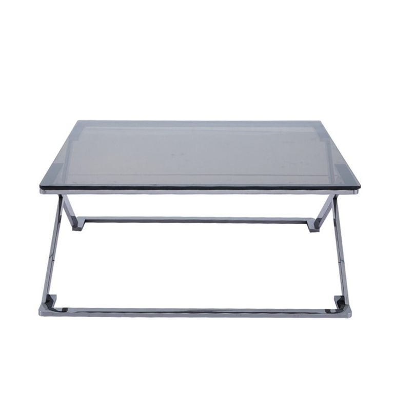 Axel Coffee Table - Square - Grey Smoke Glass and Metal
