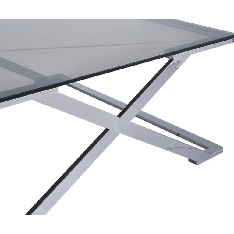 Axel Coffee Table - Square - Grey Smoke Glass and Metal
