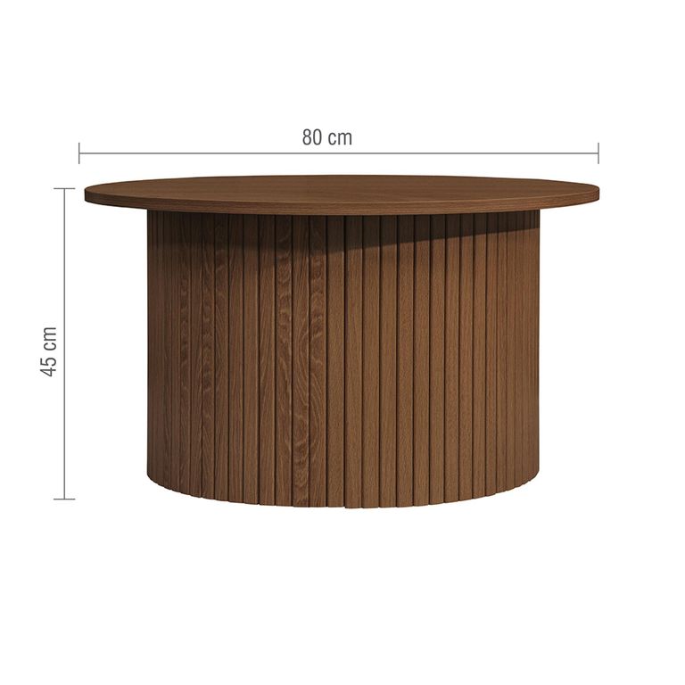 Axel Round Coffee Table - Walnut Fluted