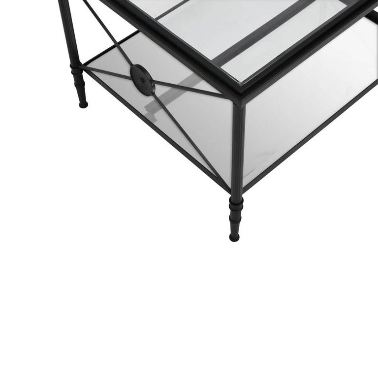 Axis Coffee Table - Clear Glass with Black Metal