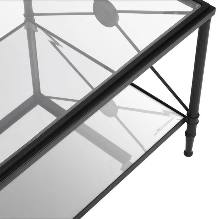 Axis Coffee Table - Clear Glass with Black Metal