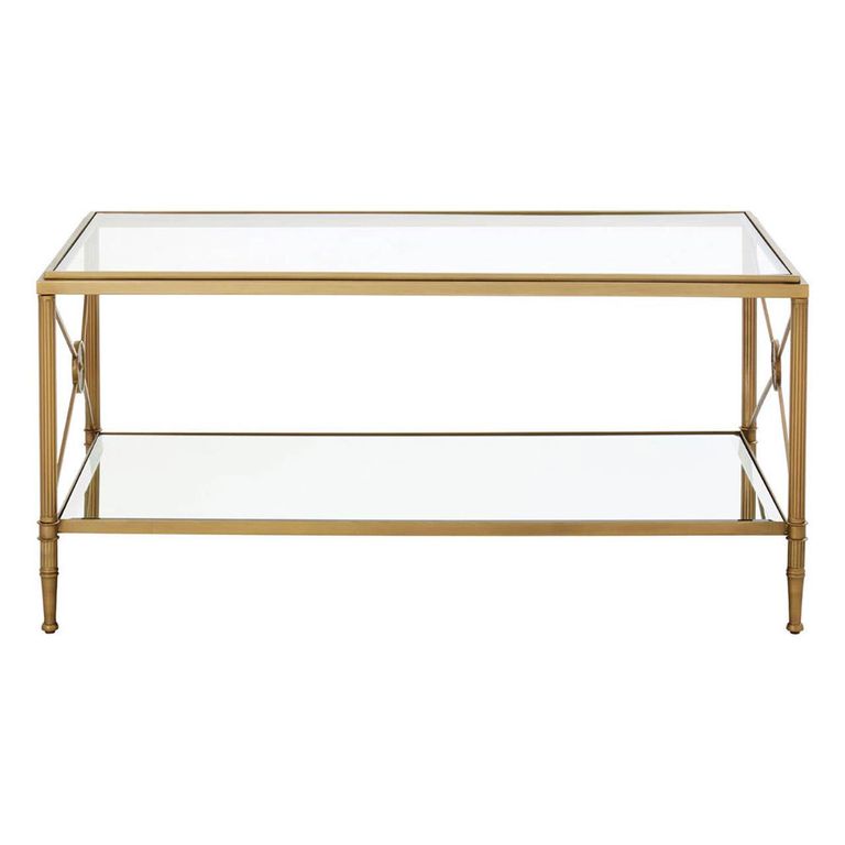 Axis Coffee Table - Clear Glass with Gold Metal
