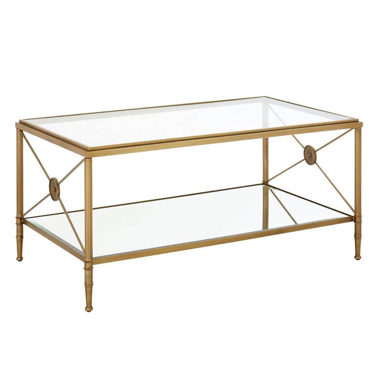 Axis Coffee Table - Clear Glass with Gold Metal