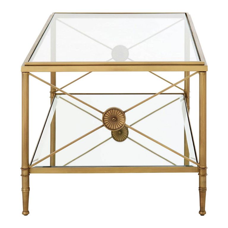 Axis Coffee Table - Clear Glass with Gold Metal