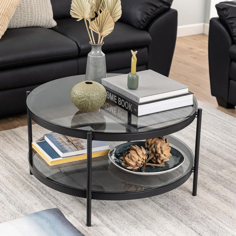 Bayonne Coffee Table - Round - Smoked Glass