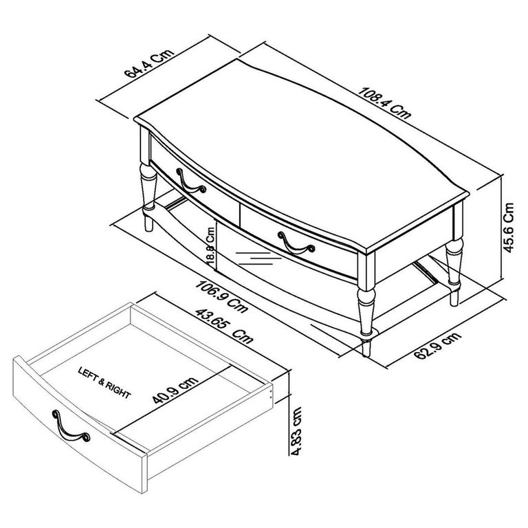 Montreux Coffee Table - Drawer - Grey Washed Oak & Soft Grey