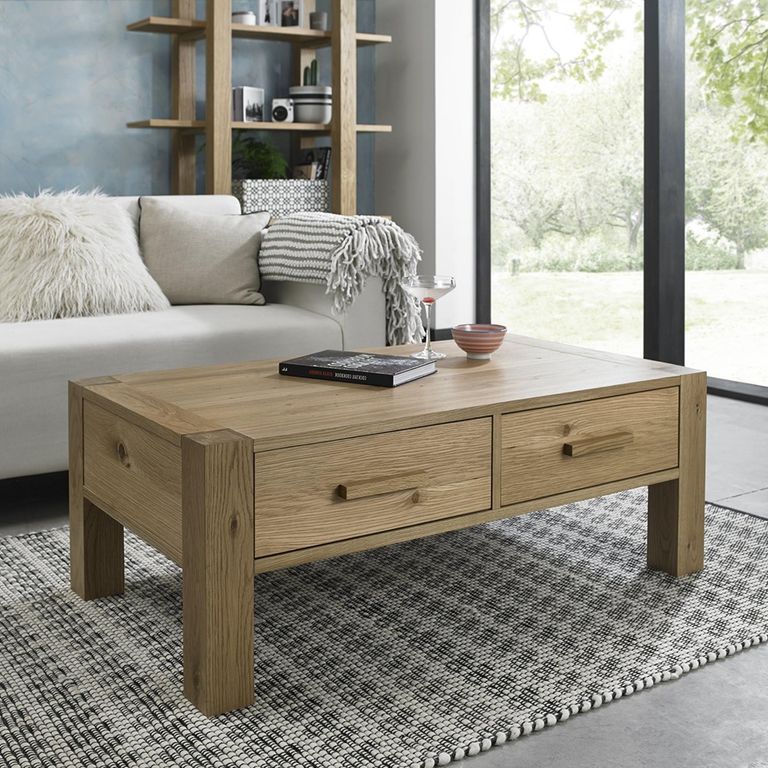 Turin Light Oak Coffee Table - Drawers