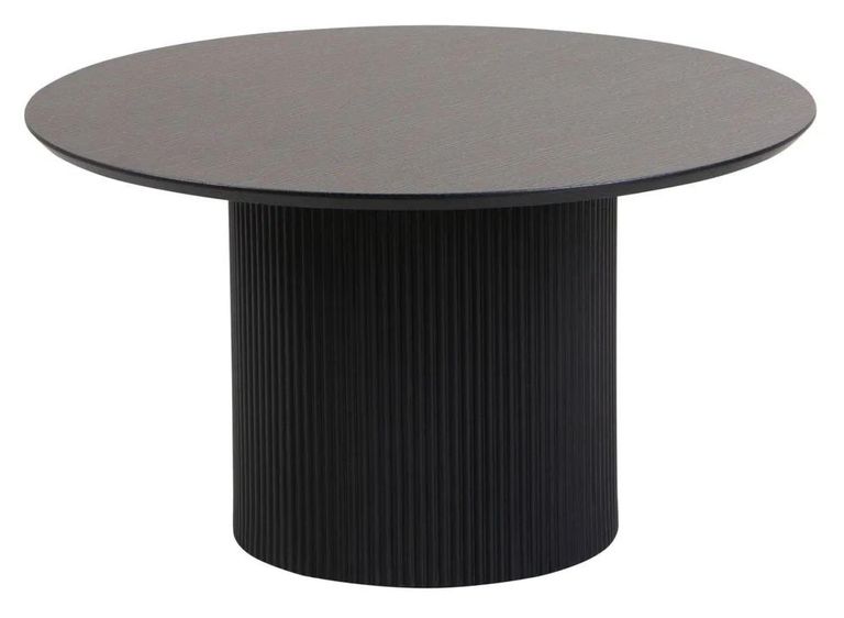 Bern Fluted Black Round Coffee Table with Drum Base