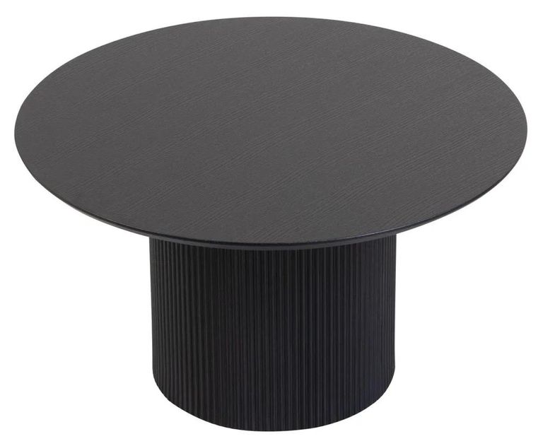 Bern Fluted Black Round Coffee Table with Drum Base