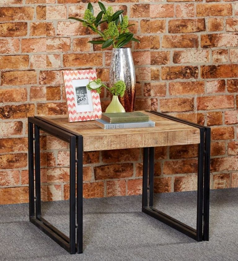 Bhuj Industrial Style Wooden Square Coffee Table