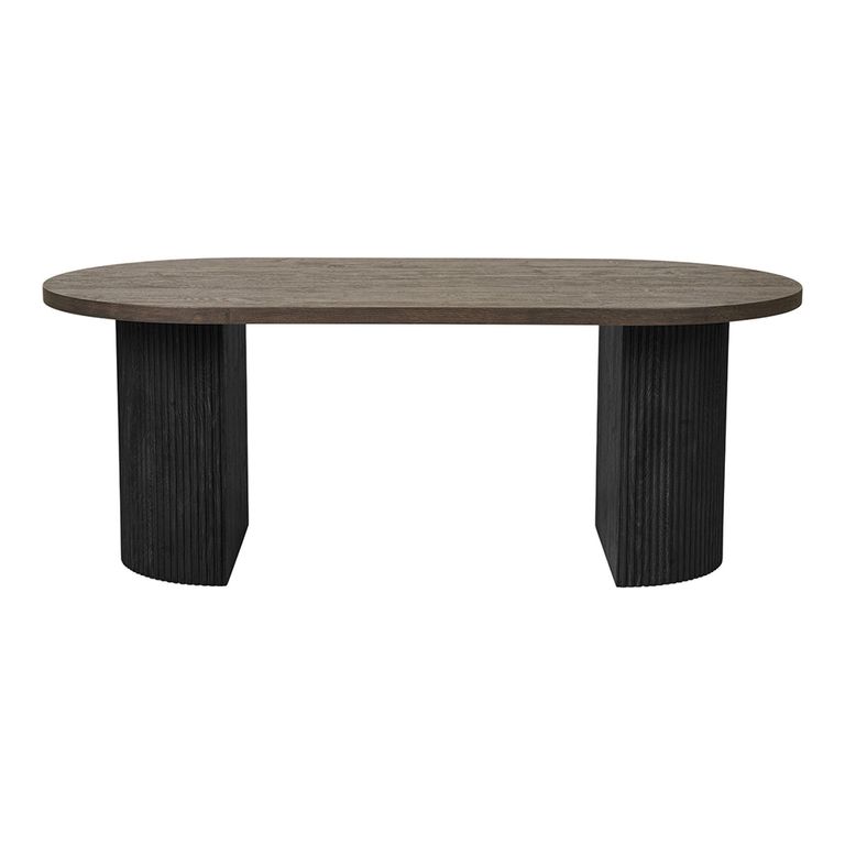 Boavista Coffee Table - Oval - Fluted - Dark Wood