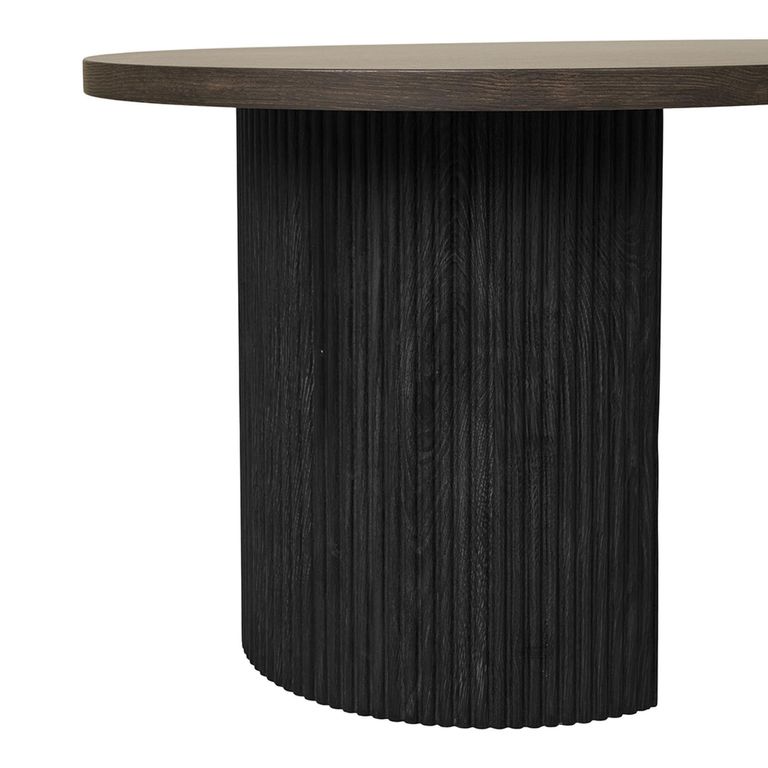 Boavista Coffee Table - Oval - Fluted - Dark Wood