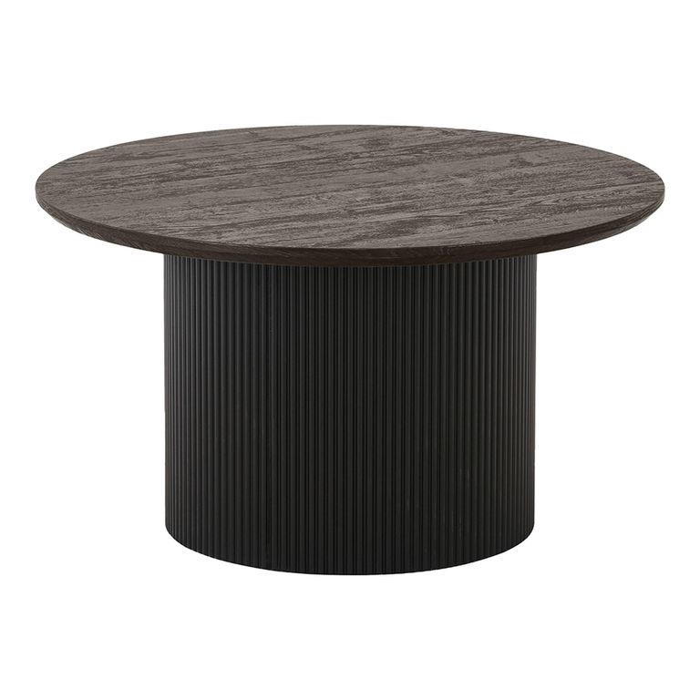 Boavista Coffee Table - Round - Fluted - Dark Wood