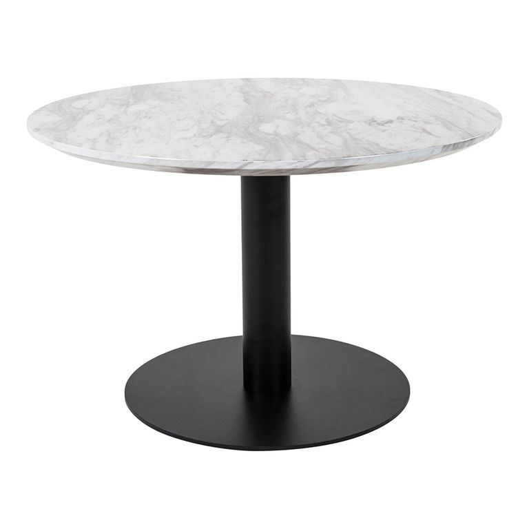 Bolzano Coffee Table - Round - White Marble Effect - Black Base