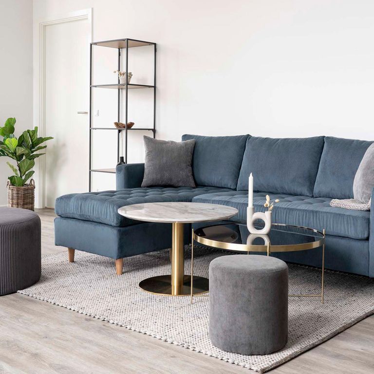 Bolzano Coffee Table - Round - White Marble Effect - Gold Base