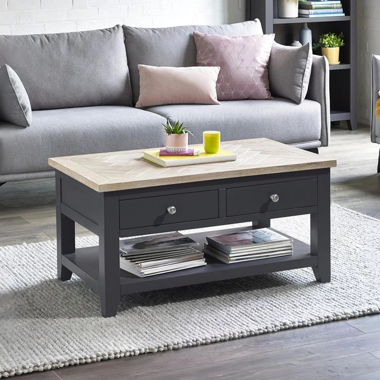 Bordeaux Coffee Table - 2 Drawer - Grey