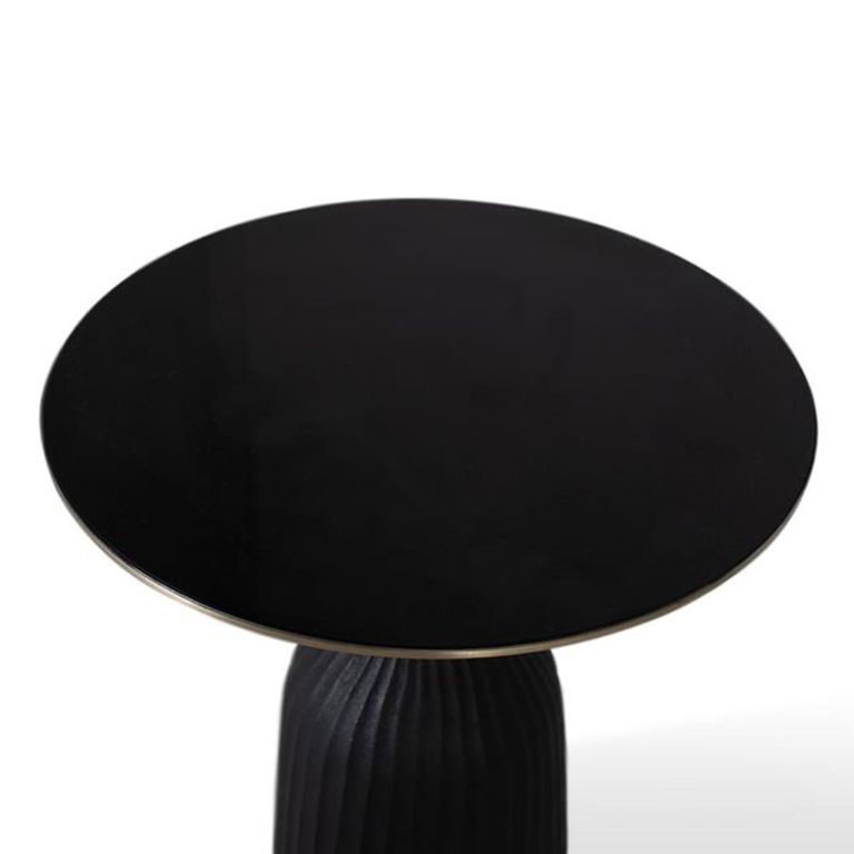 Brecon Coffee Table - Black Glass - Round - Large
