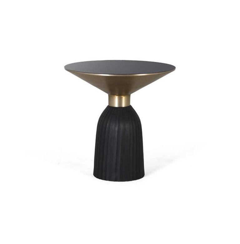 Brecon Coffee Table - Black Glass - Round - Large