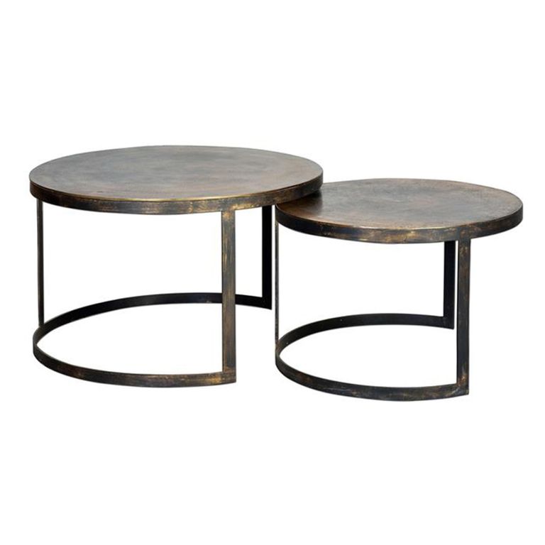 Bugusa Coffee Table - Bronze Metal - Round - Set of 2