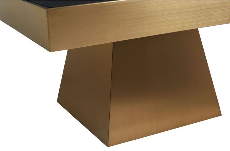 Carlox Coffee Table - Black Glass Square with Gold Base