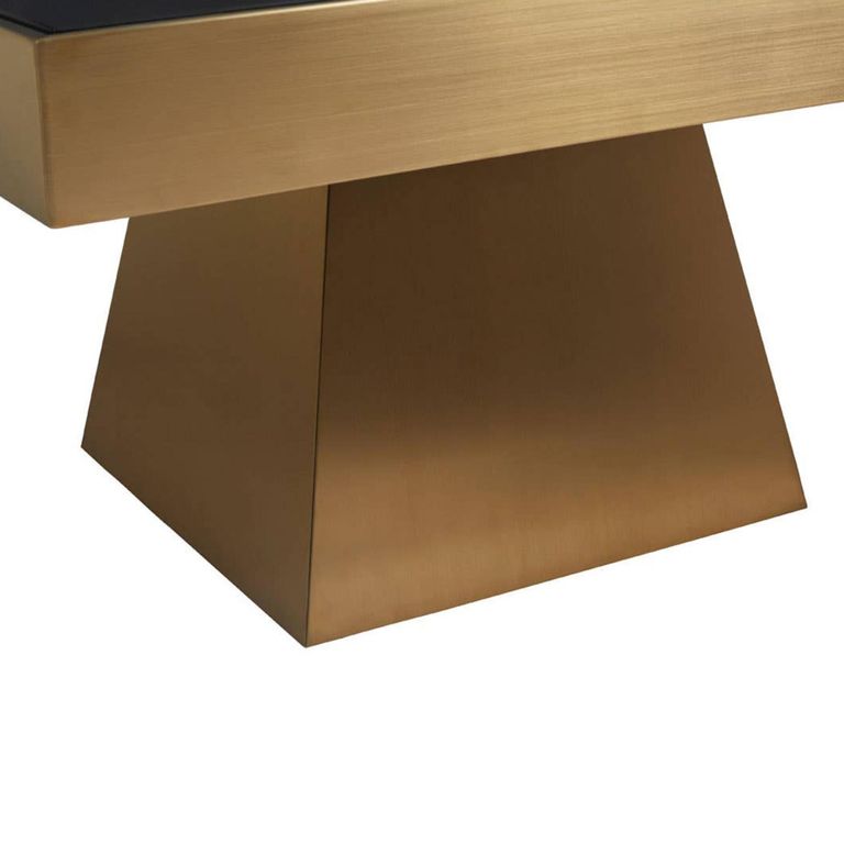Carlox Coffee Table - Black Glass Square with Gold Base