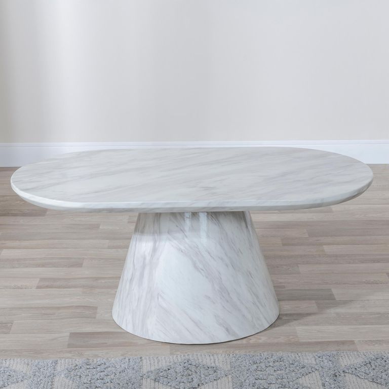 Carrera White Marble Oval Coffee Table