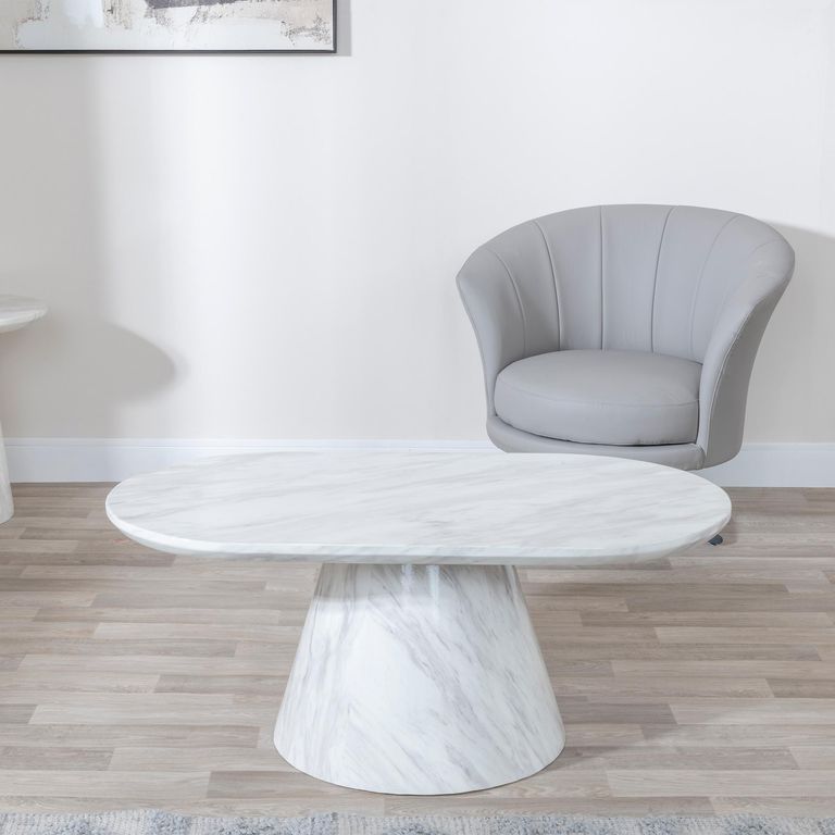 Carrera White Marble Oval Coffee Table