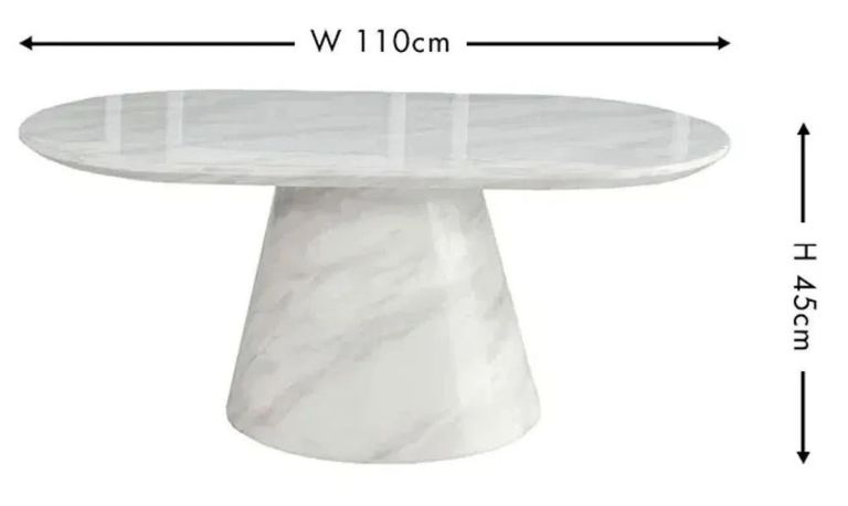 Carrera White Marble Oval Coffee Table