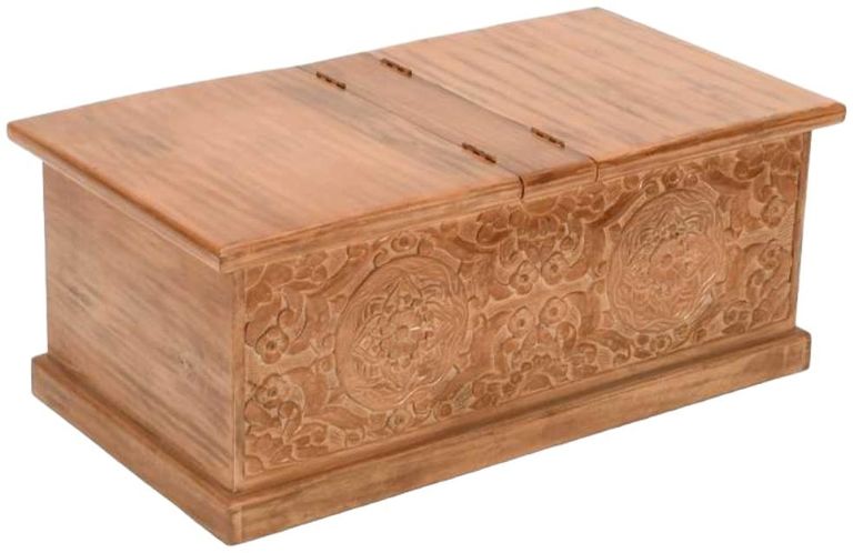Carved Mango Wood Trunk Box Coffee Table