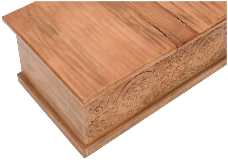 Carved Mango Wood Trunk Box Coffee Table
