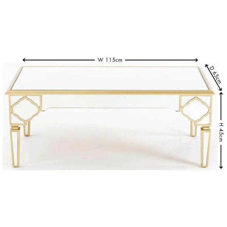 Casablanca Mirrored Gold Trim Coffee Table