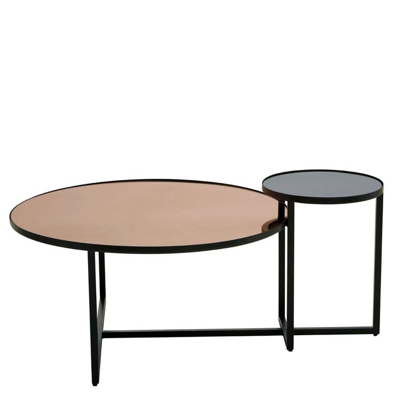 Cercle Coffee Table - 2 Tier - Round - Smoked Mirrored