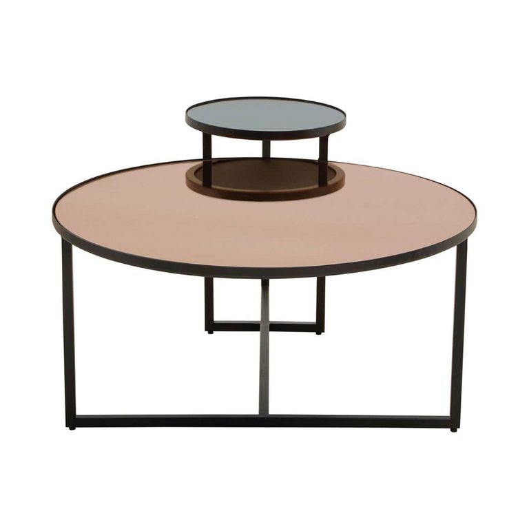 Cercle Coffee Table - 2 Tier - Round - Smoked Mirrored