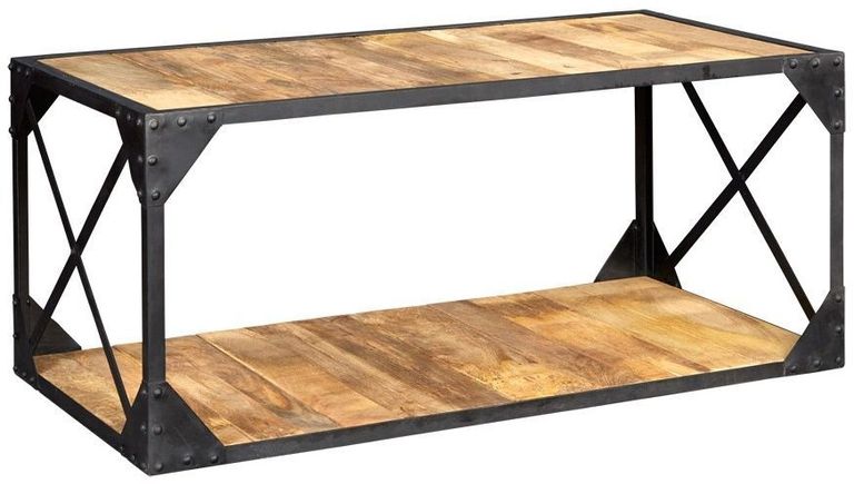Chamba Industrial Wood and Iron Coffee Table
