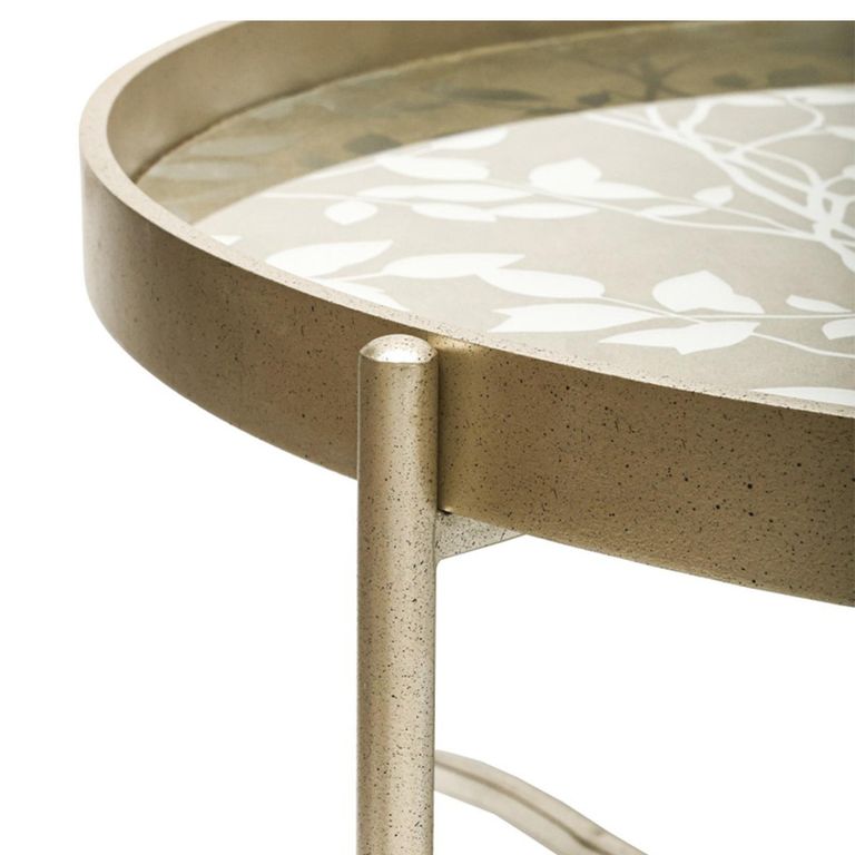 Coffee Table - Round Tray - Champagne Metal